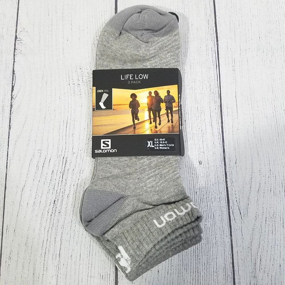 Salomon Life Low PED Socks Size XL Mens 11.5-14  3 Pack